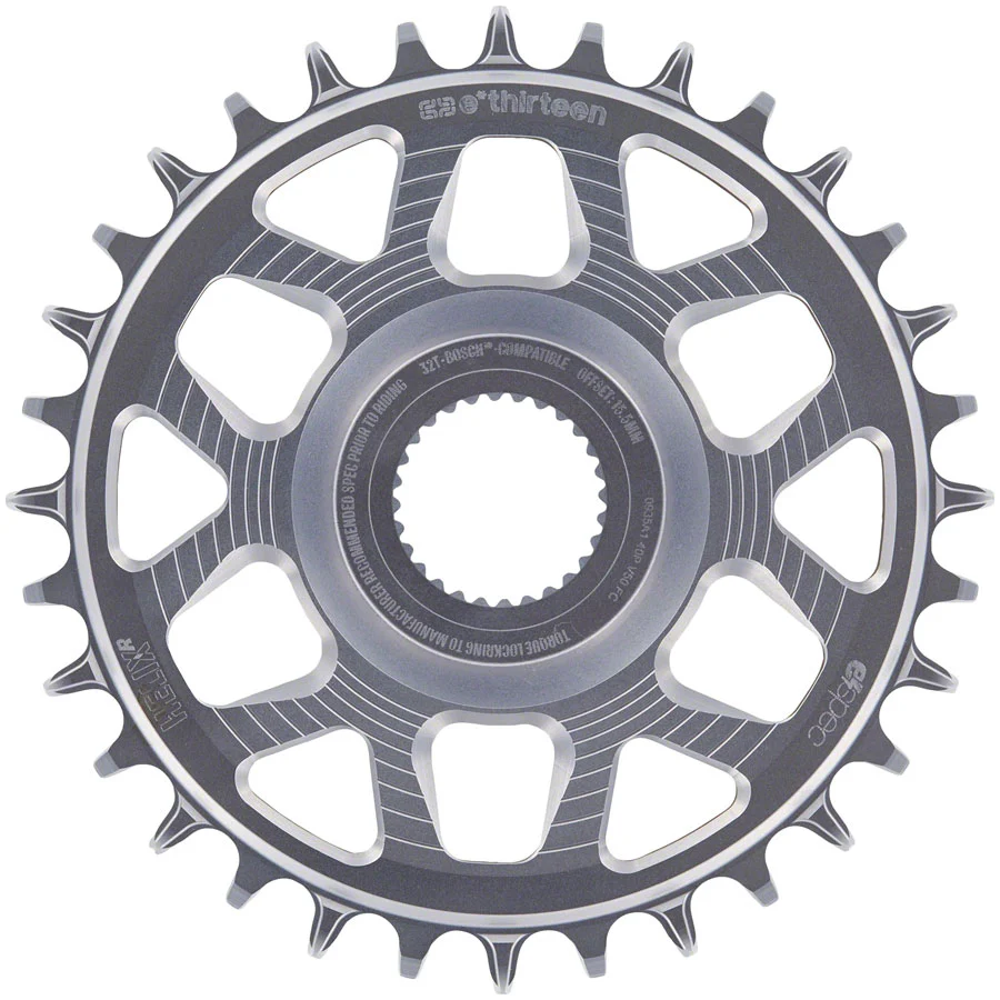 e*thirteen Helix Race e*spec Chainring - Bosch SX / Gen4 CX Direct Mount 15mm Offset 32T 11/12 Speed Silver