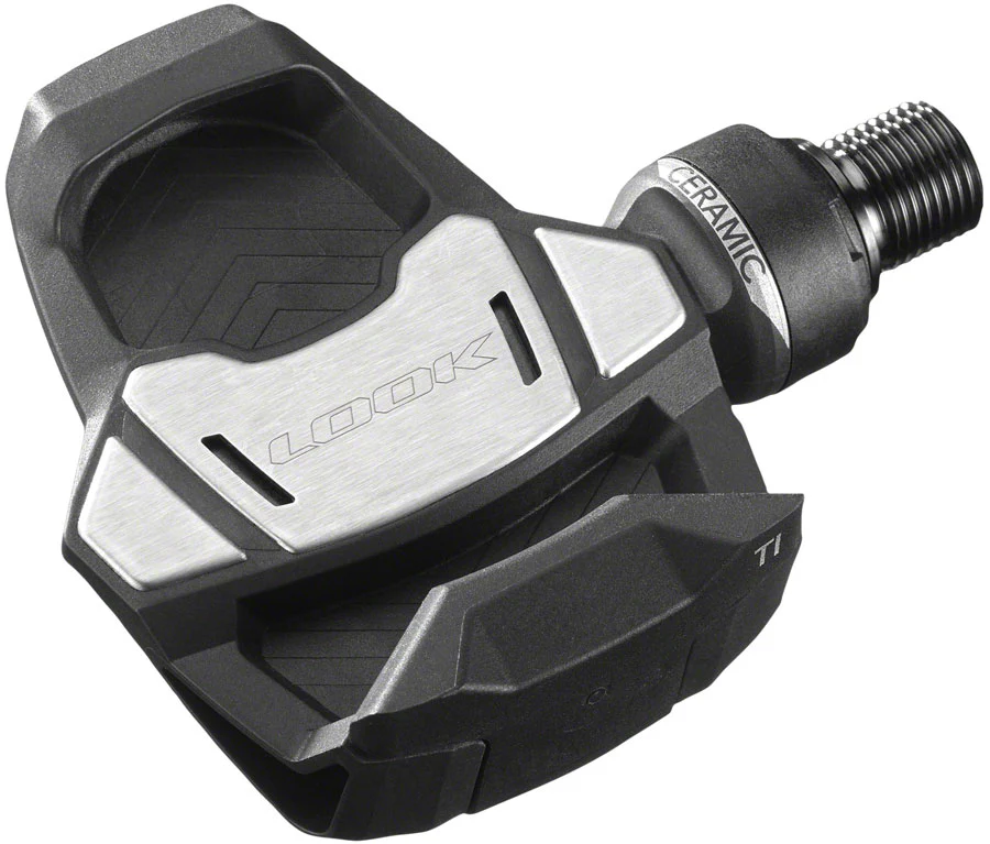 LOOK KEO Blade Carbon Ceramic Ti Pedals - Single Sided Clipless Titanium 9/16" BLK. 53mm QF 16Nm