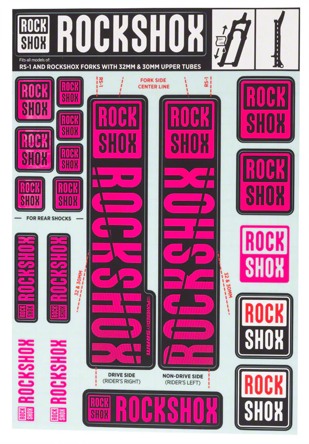 RockShox Decal Kit 30/32mm for 30/32mm Magenta 11.4318.003.503