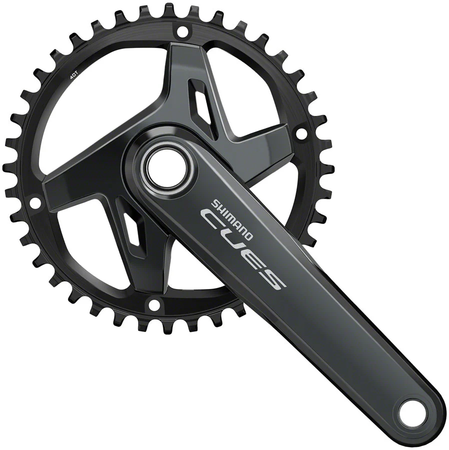 Shimano CUES FC-U8000-1 Crankset - 9/10/11-Speed, Asymmetric 96 BCD Hollowtech II, Black - Image 3