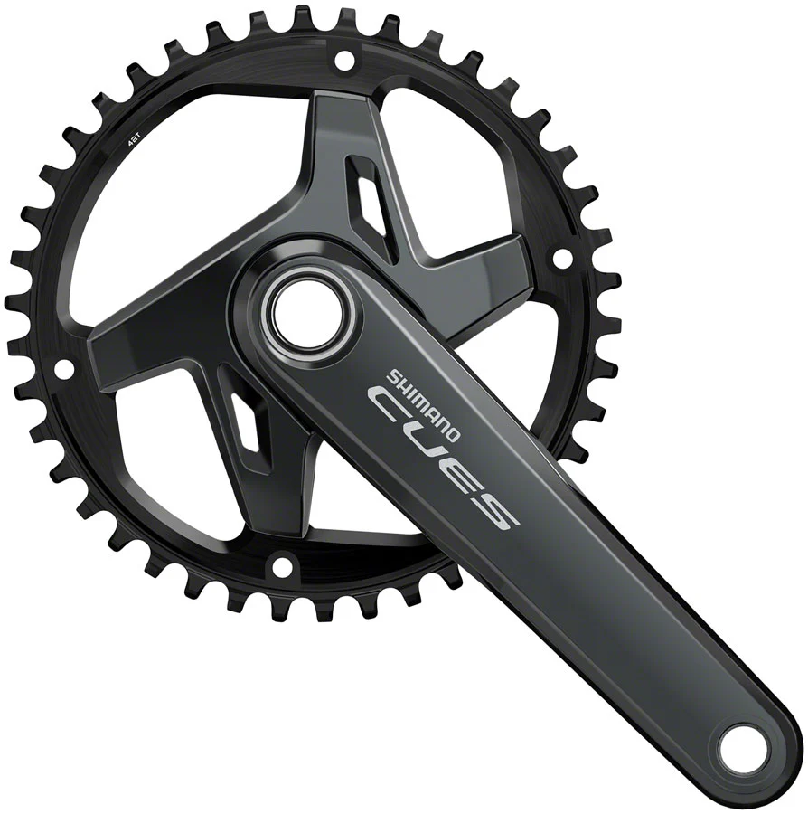 Shimano CUES FC-U8000-1 Crankset - 9/10/11-Speed, Asymmetric 96 BCD Hollowtech II, Black - Image 4
