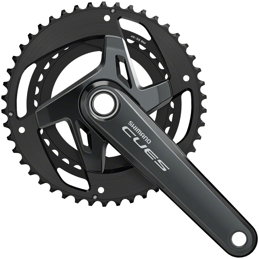 Shimano CUES FC-U8000-2 Crankset - 11-Speed, 46/32t Asymmetric 96 BCD Hollowtech II, Black - Image 2
