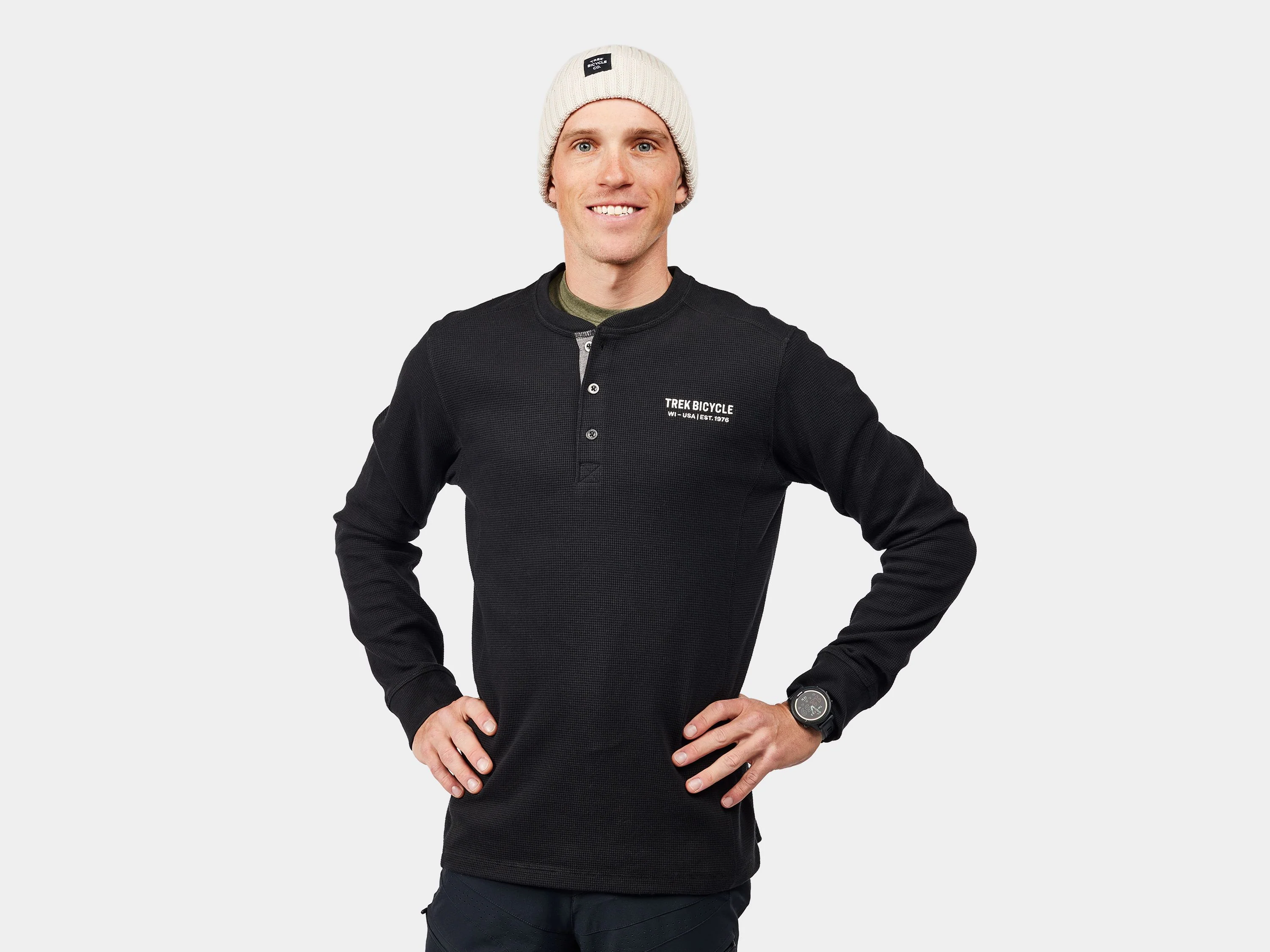 Trek Henley Long Sleeve Large Black Shirt