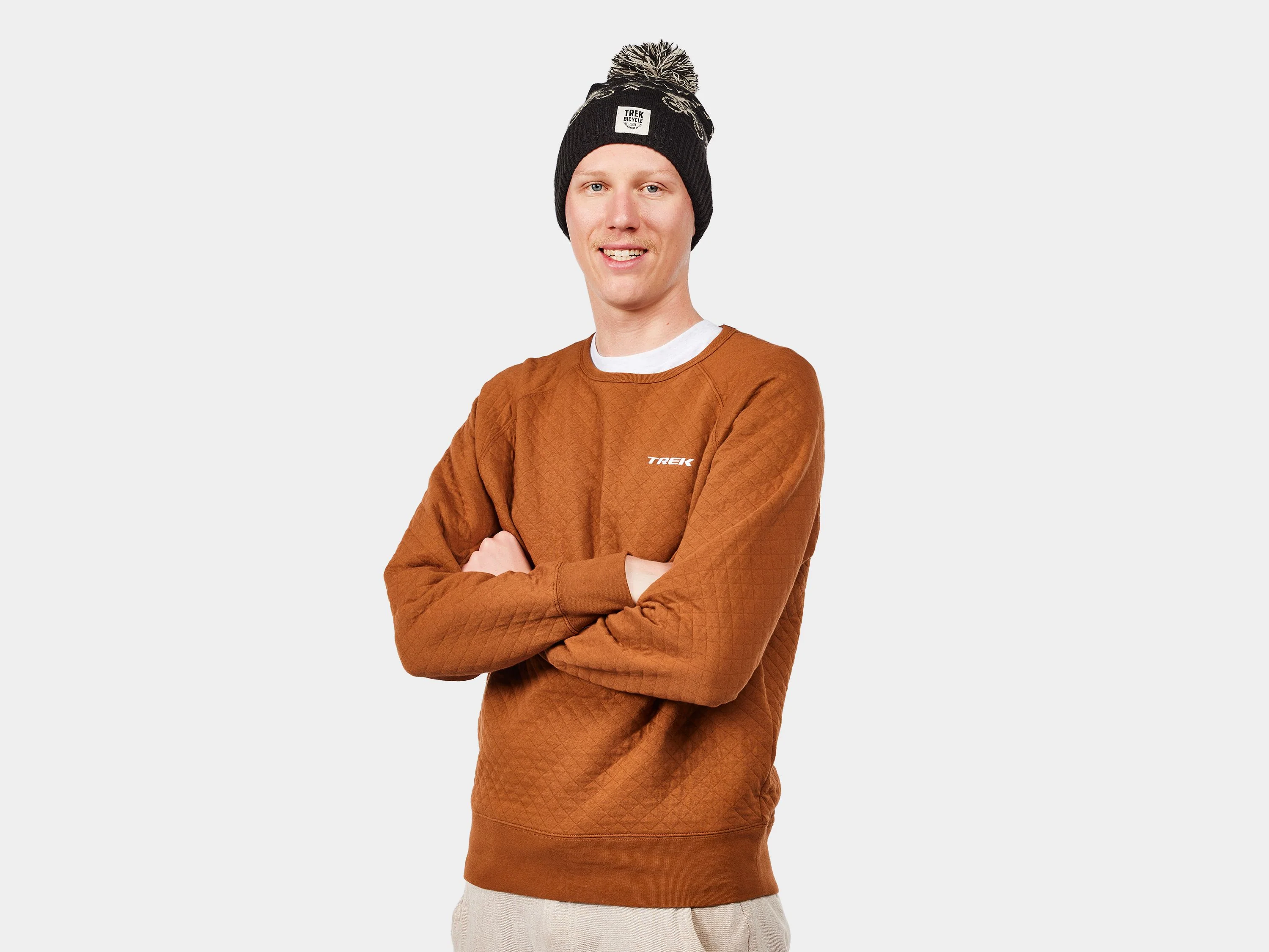 Trek Quilted Crewneck Small Carmel Shirt