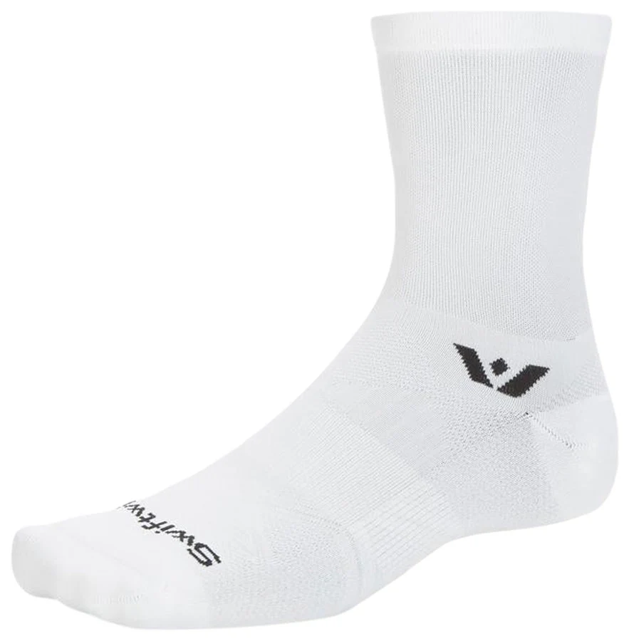 Swiftwick Aspire Mid-Crew Socks - Circuit White Large