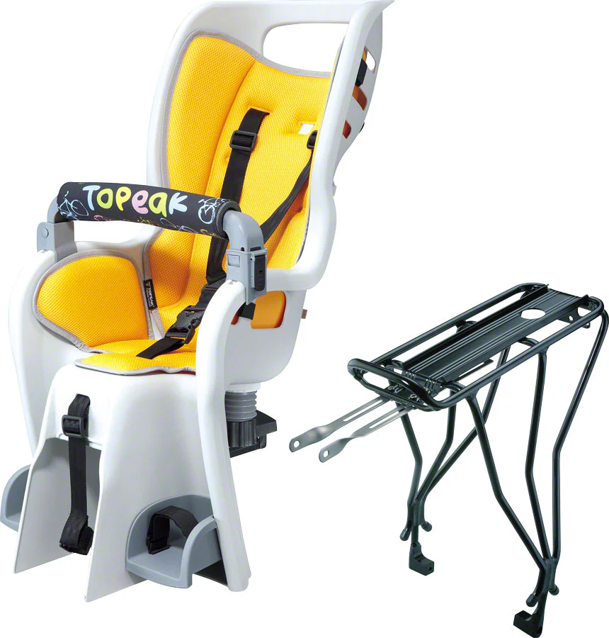 Topeak Baby Seat II Child Seat With Disc Compatible Rear Rack - Fits 29" MTX 2.0 Gray/YLW