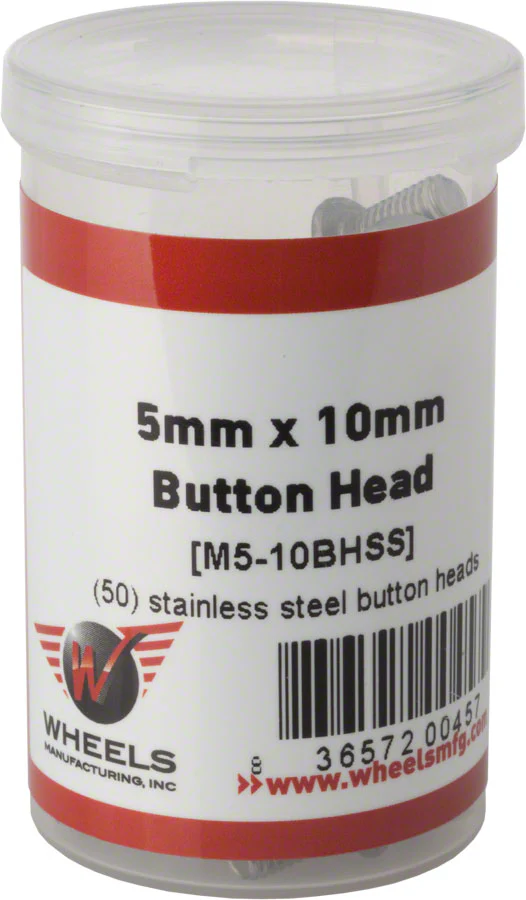 Wheels Manufacturing Button Head Cap Screw - M5 Stainless Steel, Bottle of 50